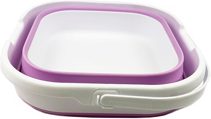 SAMMART 9.5L (2.5 Gallon) Collapsible Rectangular Handy Bucket (White/Pale Purple)