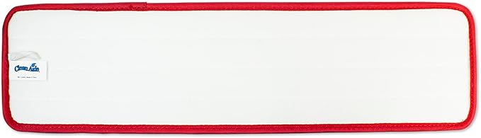 CleanAide Twist Yarn Microfiber Flat Mop Pad with Scrub Strips, Reusable Washable Wet & Dry for Dust, Dirt & Grime, Extra Absorbent, Hook and Loop Backing, Fits Standard 24 Inch Frames, Red