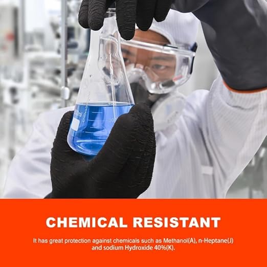 North Tower Chemical Resistant Gloves Rubber Heavy Duty Glove Work With Waterproof Gloves For Mens （14in,2 pair）