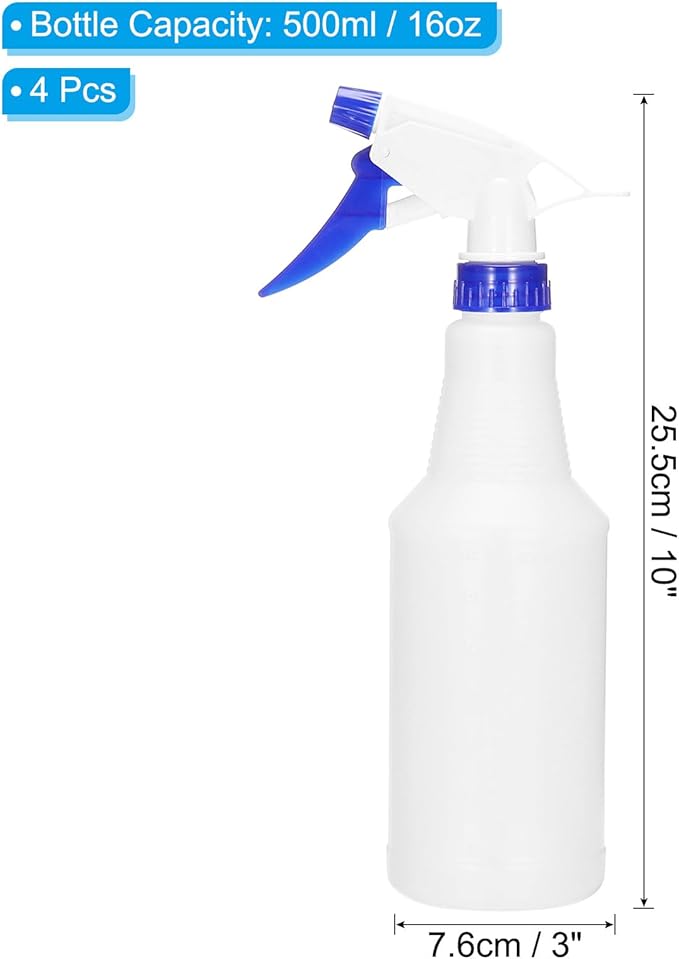 PATIKIL 500ml/16oz Plastic Spray Bottles, 4pcs Adjustable Nozzle Leak Proof Empty Water Mist Stream Sprayer for Cleaning Solutions Plants Hair, Dark Blue
