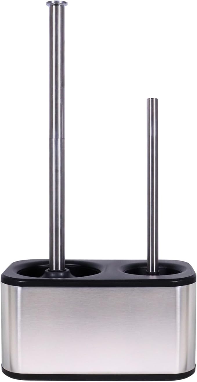 Blue Donuts Toilet Brush and Plunger Set with Holder, Sleek Minimalist Modern Stainless Steel Bathroom Accessories Toilet Plunger and Toilet Bowl Brush Combo