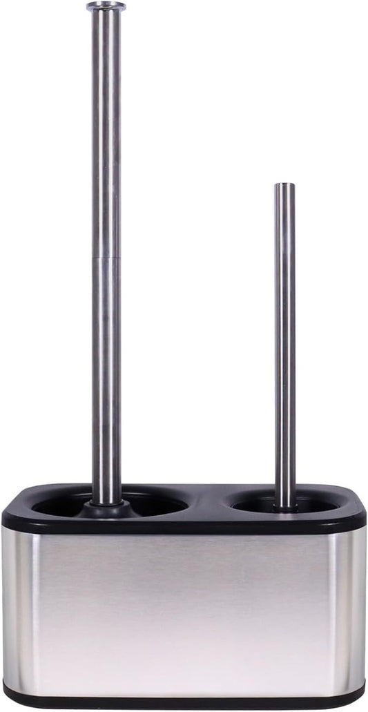 Blue Donuts Toilet Brush and Plunger Set with Holder, Sleek Minimalist Modern Stainless Steel Bathroom Accessories Toilet Plunger and Toilet Bowl Brush Combo