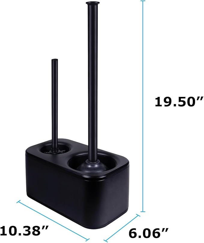 Blue Donuts Toilet Brush and Plunger Set with Holder, Sleek Minimalist Modern Black Bathroom Accessories Toilet Plunger and Toilet Bowl Brush Combo