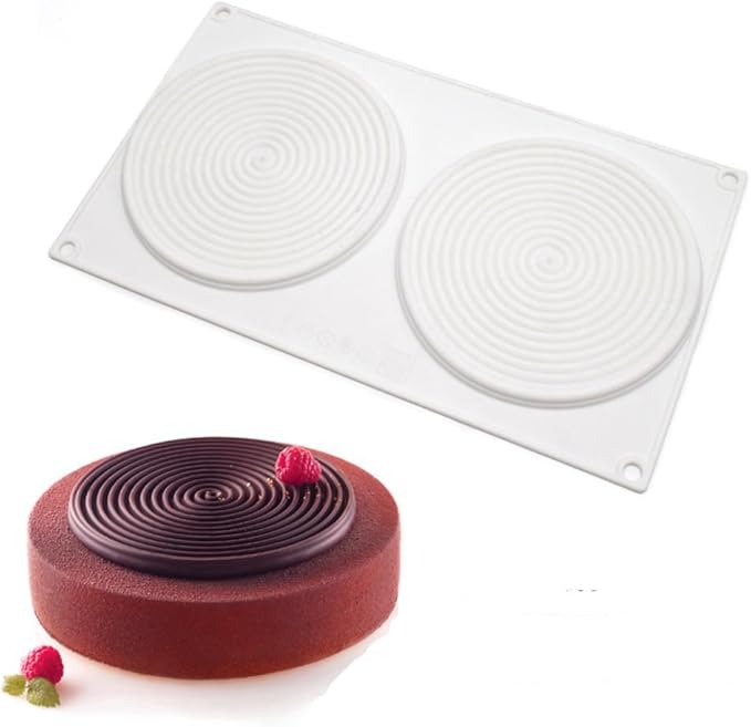 Round Spiral Shaped Cake Silicone Baking Mold DIY Spiral Silicone Candy Mould (Round Spiral B_11.88 X6.84X 0.36 inch)
