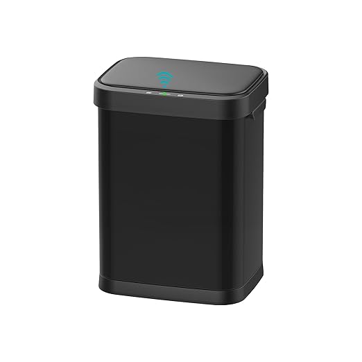 10.5 Gallon Stainless Steel Touchless Sensor Trash Can with, Wide Rectangular Design, Brushed Finish – Automatic Lid for Home, Office, Kitchen, Bathroom, and Commercial Use (Black)