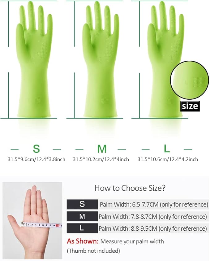 Alimat PluS 3 Pack Reusable Cleaning Gloves Latex Free, Dishwashing Rubber Gloves for Cleaning, Waterproof Household Gloves for Laundry, Gardening (Small, Without Liner)