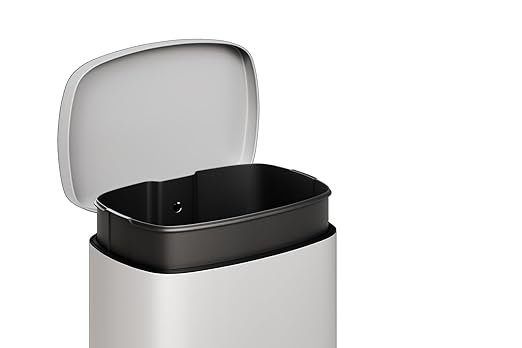 Garvee 13 Gal (50L) and 2.6 Gal (10L) Metal Trash Can Combo Set, Rustproof Garbage Can with Lid, Step-on Trash Bin with Inner Bucket, Rear Handle, White