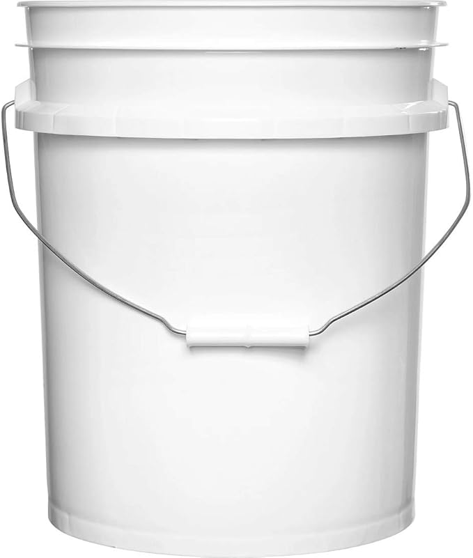 5 Gallon White Plastic Buckets and 5 Gallon Gamma Seal Lids | Combo Pack of Six (6) Buckets and Six (6) Gamma Seal Lids