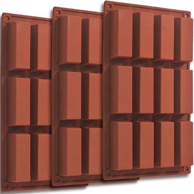 12 Cavity Rectangle Granola Bar Silicone Mold, Butter Stick Mold, Pack of 3