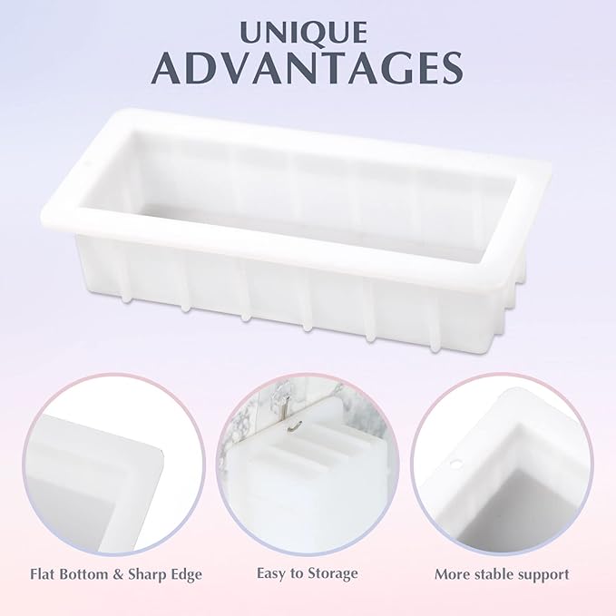 Nicole Soap Molds 10 inch Silicone Loaf Mold Flexible Rectangular Soap Silicone Loaf Mold