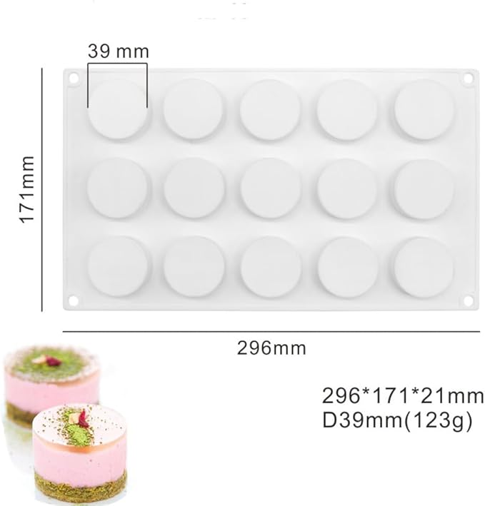 Round Cake Silicone Baking Mold Circular Chocolate Candy Biscuit Ice Cube Making Tool Soap Candle Mould Home Decor (Round H_11.84 X6.84 X0.84 inch)