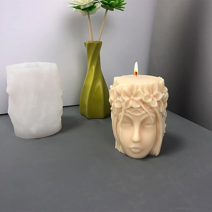 Silicone Candle Molds - 2 Pack Goddess Head, Veiling Girl, Cartoon & Resin Molds for Candles, Soap & Home Decoration