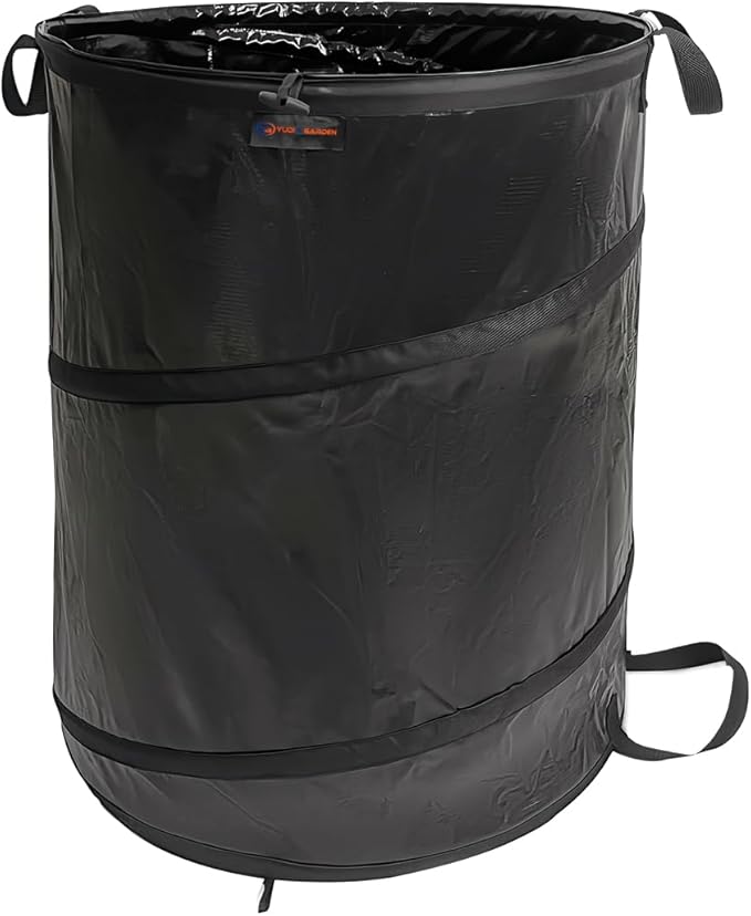 YUDI & GARDEN 45 Gallon Collapsible Garden Bag｜Collapsible Trash Can｜Camping Trash Can,Black,for Collecting Weeds, Party and Yard Waste