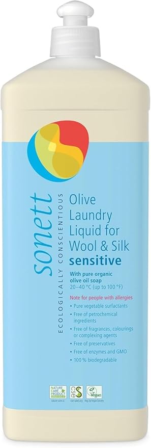 Sonett Organic Sensitive Line: Hand Soap, Dishwashing Liquid, Laundry Liquid for Wool & Silk, Foam Soap - Eco-Friendly, Hypoallergenic, Biodegradable