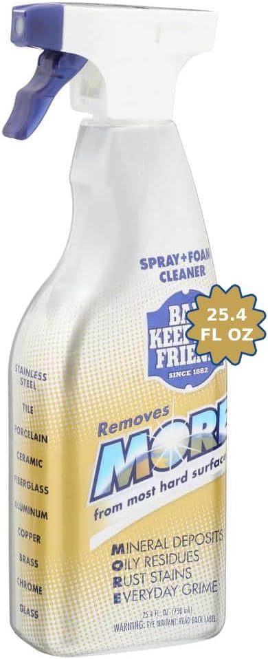 Bar-Keeper’s-Friend More Spray and Foam Cleaner, 25.4oz Hard Water Stain Remover + 2x Microfiber Towel - Cleans Dirt from Hard Surfaces