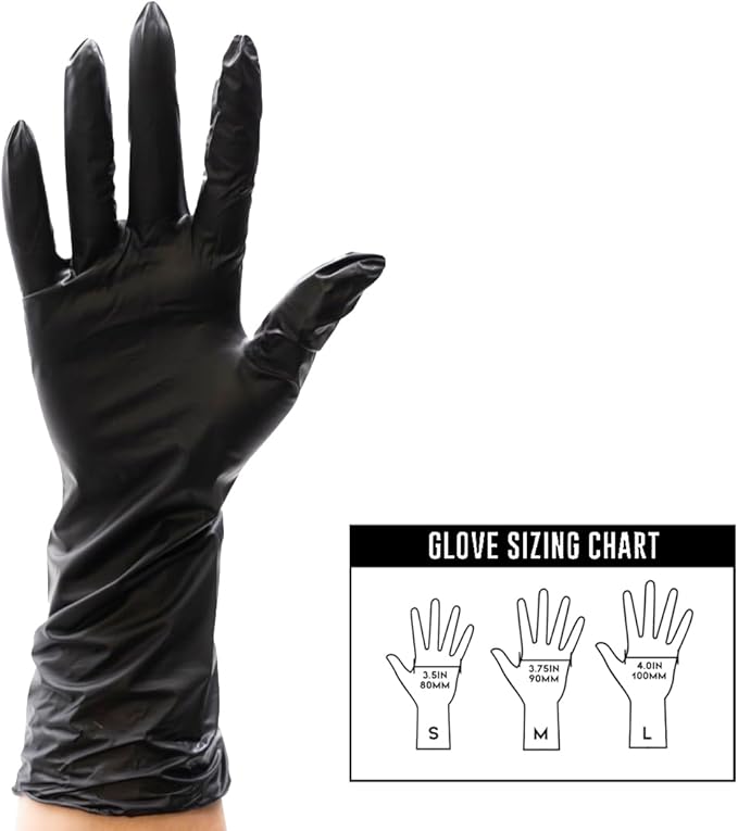 Colortrak Extended Cuff Black Vinyl Disposable Gloves - Non-Latex, Powder-Free, Odor-Free, Extra Coverage for Protection