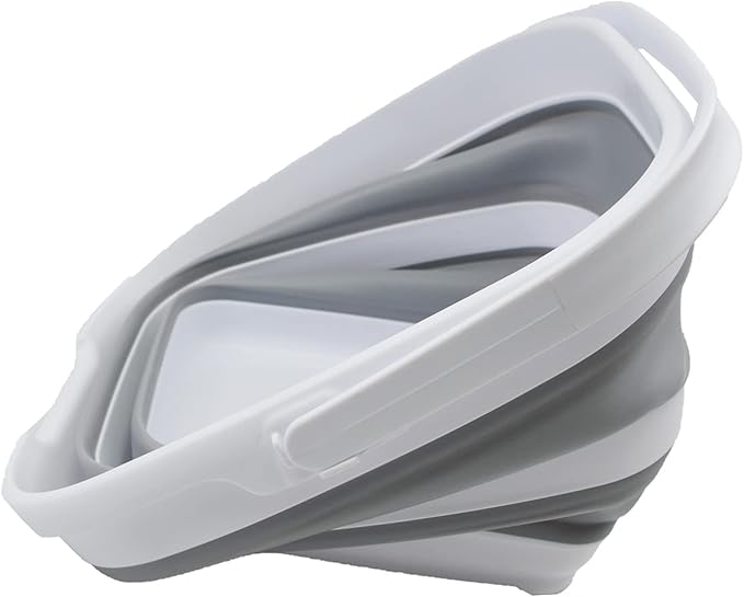 SAMMART 10L (2.6 Gallon) Collapsible Rectangular Handy Bucket (White/Grey, 1)