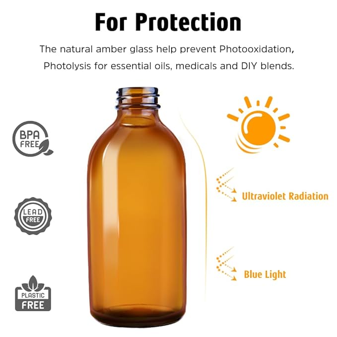 Tecohouse Glass Spray Bottles 4 OZ, Amber Empty Spray Bottle for Essential Oils, Small Glass Bottles for Cleaning Solutions, Plants, with Durable Nozzle, Labels, Funnel, Pipettes