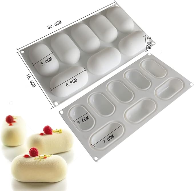 8 Slots 3D Oval Shape Silicone Soap Mould Handmade Jelly Maker Cake Mold Tool