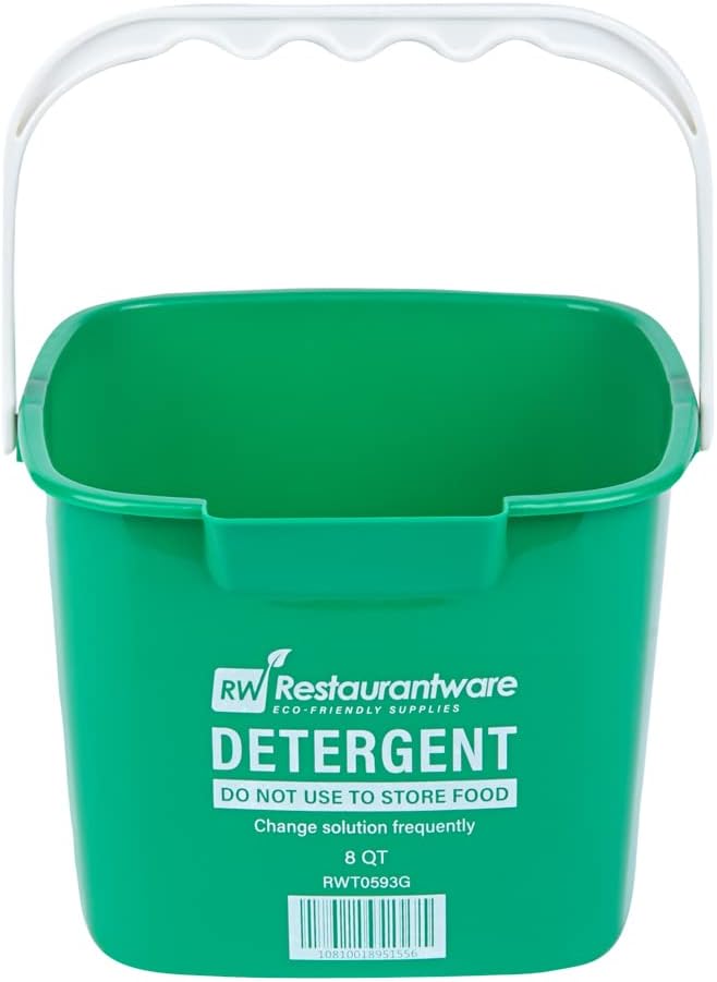 Restaurantware-RW Clean 8 Quart Cleaning Bucket, 1 Detergent Square Bucket - With Measurements, Built-In Spout And Handle, Green Plastic Utility Bucket, For Home Or Commercial Use,