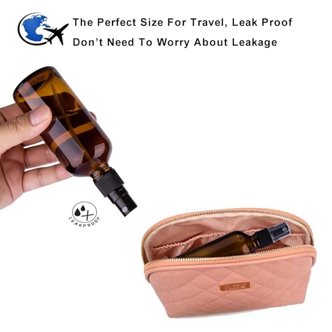 Amber Glass Spray Bottles, 4 oz Small Spray Bottles Fine Mist, Set of 4 (Amber)