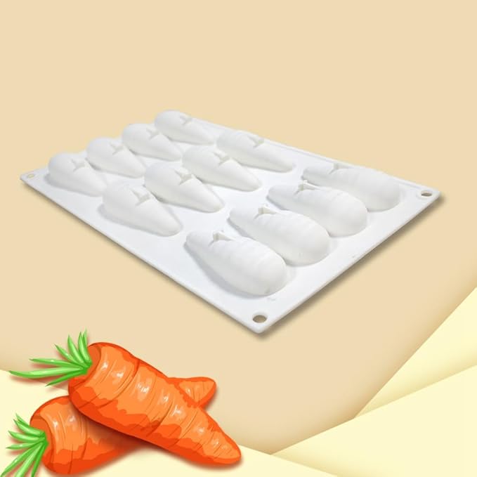 3D Carrot Bunny Silicone Mold for Baking Chocolate Mousse Cake Ice Cream Dessert Pastry Mould Decorating Tools (Carrot K_11.76 X6.8 X0.72inch)