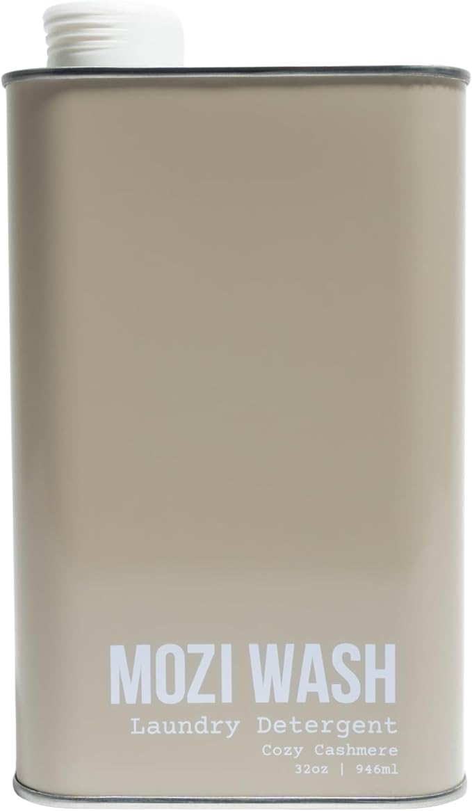 Mozi Wash Laundry Detergent Liquid, Cozy Cashmere- Amber & Floral, 50+ Loads, Concentrated, Non toxic, Plant Based Enzyme Cleaners, Long Lasting Luxury Clean, 32 oz Recyclable Bottle