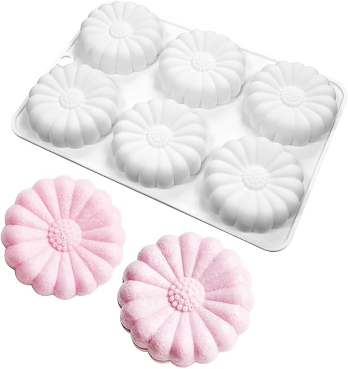 TUKE Silicone Chocolate Candy Molds Non-stick Daisy Flower Silicone Baking Mold BPA Free, Gummy Molds Silicone Candy Mold For Chocolate Cake Jelly Pudding Handmade Soap Mould (Daisy Flower L)