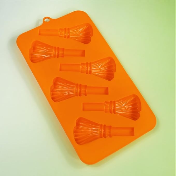 mostsom Chocolate Mold Halloween Molds Silicone for Chocolate 3D Halloween Chocolate Candy Gummy Mold Broom Shapes Mold (J_8.88X4.56X0.6 inch)