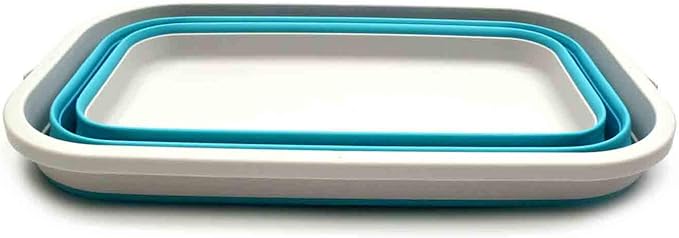 SAMMART 11.6L (3.06 Gallon) Collapsible Rectangular Handy Basket/Bucket (Bright Blue, 1)