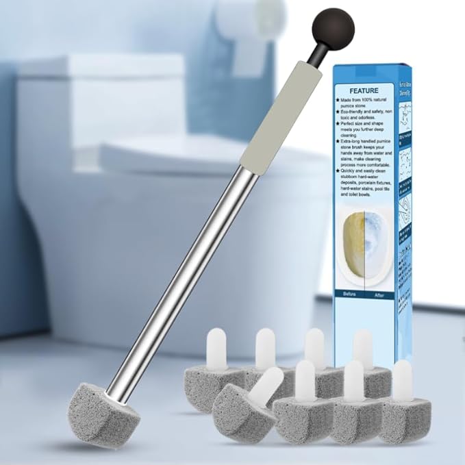 Pumice Stone Toilet Bowl Cleaner,16.7Inch Toilet Pumice Stone with Handle Cleans Hard Water Ring Calcium Buildup&Stains for Toilet Bath Kitchen Household Cleaning