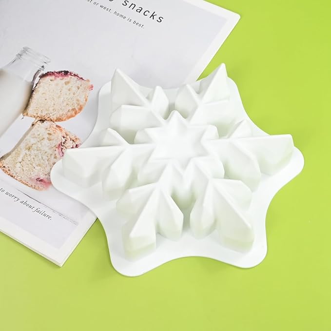 mostsom Snowflower Silicone Mold Non-Stick Baking Molds for Chocolate Mousse Cake, Ice Cream, Truffle, Brownie, Soap Heat-Resistant Food-Grade Mould (A_ Snowflower)