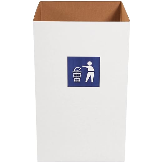 BOX USA Cardboard Trash Cans and Recycling Bins, 50 Gallon 18" L x 18" W x 36" H (10-Pack) Reusable or Disposable Pop Up Garbage Boxes for Parties, Outdoor Events, Heavy Duty, Waste