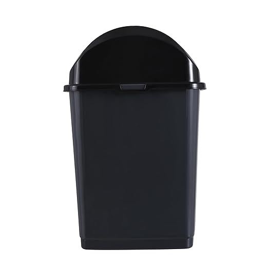 Superio Trash Can for Dorm Room with Lid 4.5 Gallon Plastic Garbage Can with Swing Top Lid, Medium Slim Waste Bin with Cover for Home, Kitchen, Office, Bedroom, Bathroom, College- 18 Qt (Dark Grey 2)