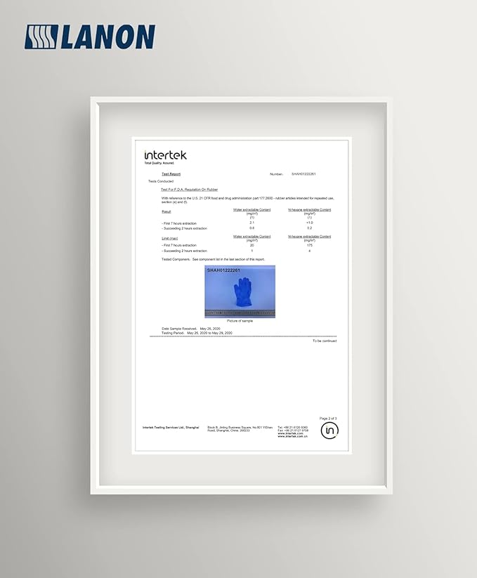 LANON Protection Blue Disposable Nitrile Gloves, Silicone-Free, Food-Safe, Chemical Resistant, Powder-Free, Textured Fingertips, Cooking, Cleaning, Case, Large