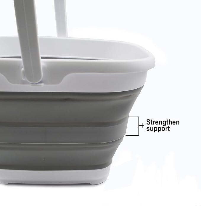 SAMMART 10L (2.6 Gallon) Collapsible Rectangular Handy Bucket (White/Grey, 1)