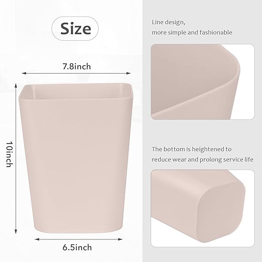 ZXJ Small Trash Can - Waste Basketbin - 1.8 Gallon - Khaki - Bathrooms, Laundry Room, Kitchens, Offices