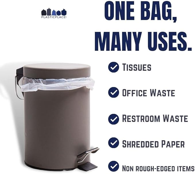 Plasticplace 12-16 Gallon Trash Bags, Clear High Density Garbage Bags Liners, 24" x 33" (1000 Count), Leak-Proof, Durable Offices, Schools, Cleaning Services Trashbags Heavy Duty Can Liner, 8 Microns