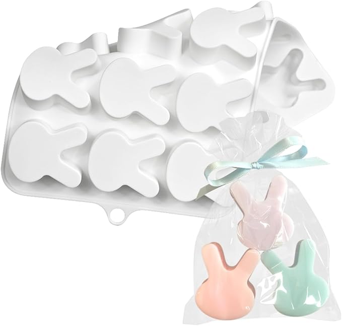 TUKE 15-Cavity Rabbit Candy Silicone Molds Chocolate Truffles Mold,Whiskey Ice Cube Tray,Grid Fondant Mould,Hard Candy Mold Pralines Gummy Jelly Mold (Rabbit H)