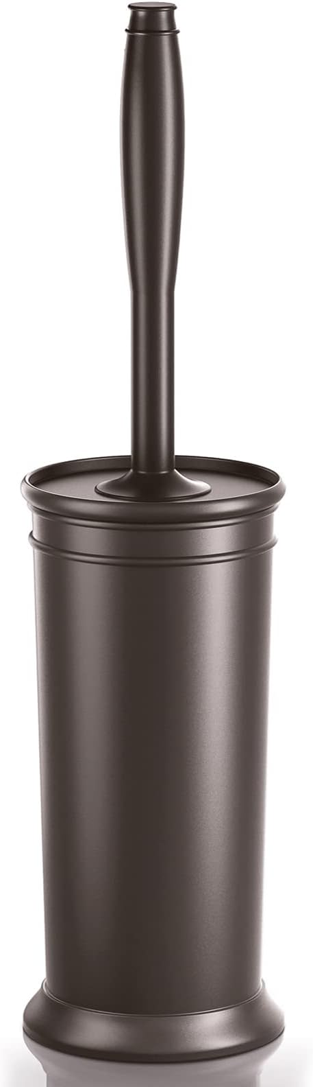 UPTRONIC Toilet Brush, Toilet Bowl Brush with Extra Long Handle Durable Bristles Toilet Scrubber and Covered Holder for Toilet Brush Set for Bathroom Cleaning (Brown, 1 Set)