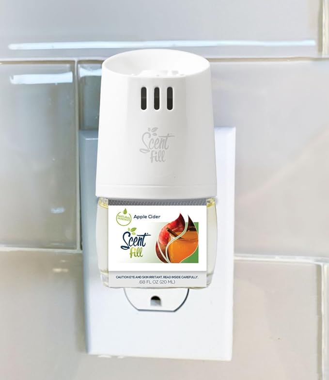 Scent Fill Apple Cider Plug in Air Freshener, Scented Oil Refills, 2 Refills + Diffuser