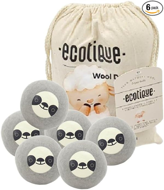 Wool Dryer Balls 6-Pack XL 100% New Zealand Wool Reusable for 1000+ Loads Baby-Safe Chemical-Free Natural Fabric Softener Reduces Drying Time Wrinkles Static Dryer Sheet Alternative