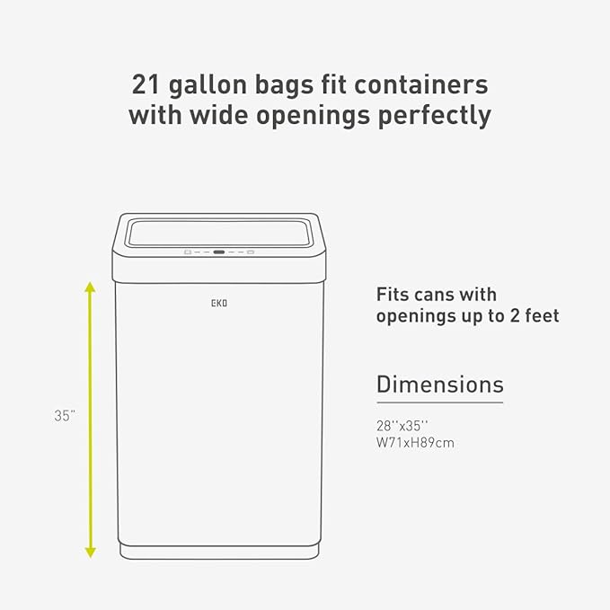 EKO 21 Gallon / 50-90 Liter, 60 Count Drawstring Trash Bags, Extra-Strong Unscented Garbage Bags, Easy-Dispense Roll for Kitchen & Household Use, Code G, White