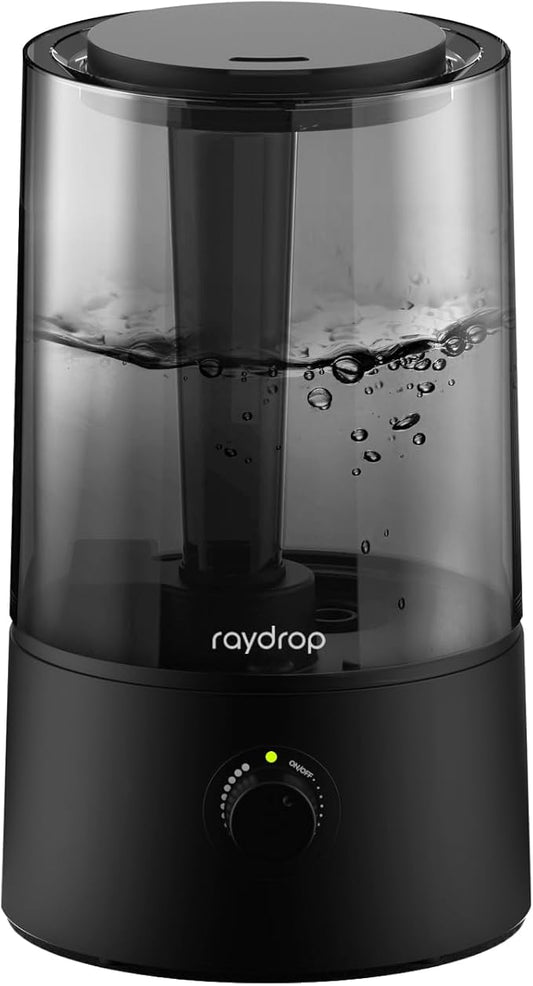 raydrop Humidifiers for Bedroom, Humidifiers for Home & Large Room, Cool Mist Humidfiers for Baby and Plant, Adjustable Mist Level, Auto Shut-Off, Black, 4.0L