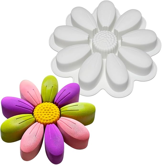 mostsom DIY Sunflower Chocolate Molds Silicone Candy Molds Non Stick Cookies Baking Trays for Party Decorations Food Grade (Sunflower M_9x9x1.48inch)