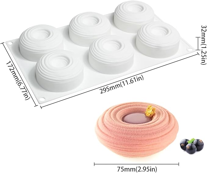 mostsom Silicone Molds for Baking Non-Stick Candy, Chocolate, Cookie, Oreo, Mini Soap, Pudding, Jello, Muffin, Dog Treats Ideal for Cupcakes, Ice Cubes, and Jelly Mold (C_ Spiral Circles)