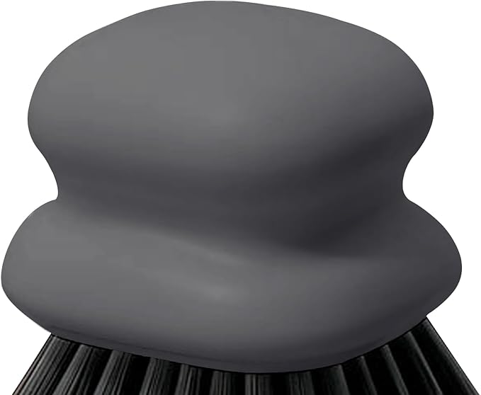 Dish Brush with Handle, Kitchen Scrub Brushes for Cleaning, Dish Scrubber with Nylon bristles for Sink, Pots, Pans(1Pack Grey Nylon bristles)