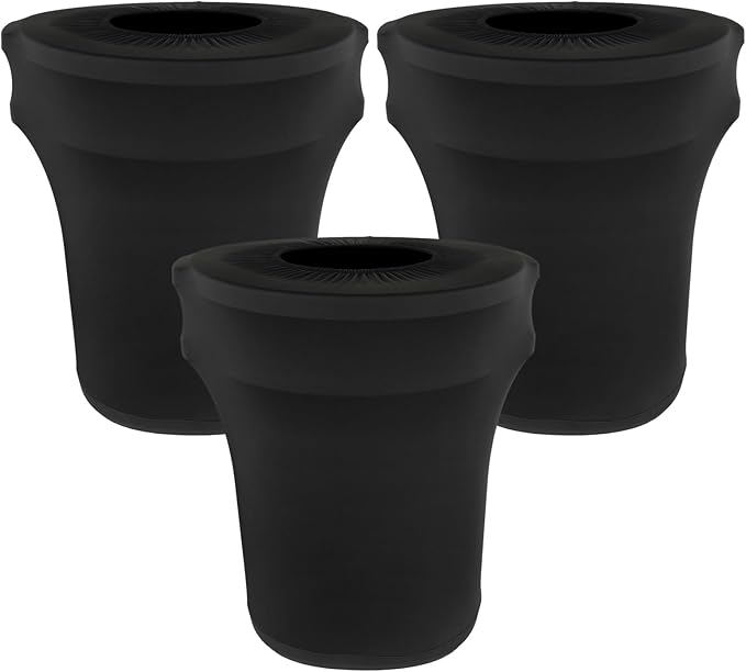 BTSKY 3Pcs Black Round Trash Can Cover 32 Gallon Stretch Spandex Trash Can Covers Outdoor Decorative Trash Bin Covers for Outside Wedding Parties Commercial Fundraiser Decor
