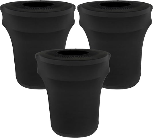 BTSKY 3Pcs Black Round Trash Can Cover 32 Gallon Stretch Spandex Trash Can Covers Outdoor Decorative Trash Bin Covers for Outside Wedding Parties Commercial Fundraiser Decor