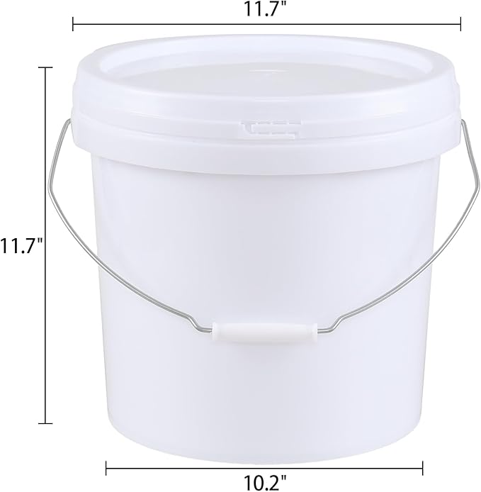 4 Gallon Food Grade Storage Bucket with Lid, 4 Packs Round Pail Buckets with Handle and Seal Lid